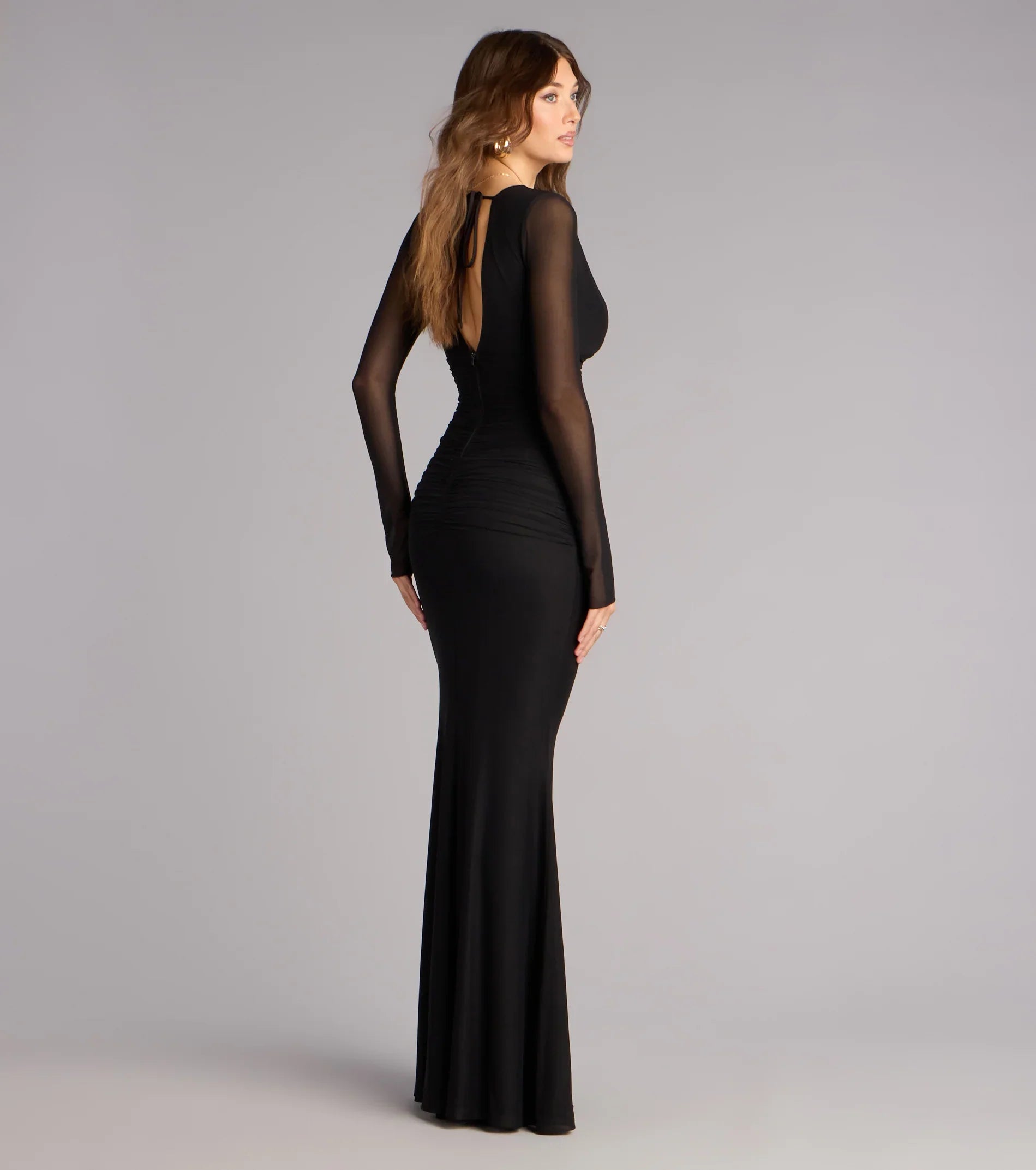 Eileen Mesh Long Sleeve Mermaid Formal Dress