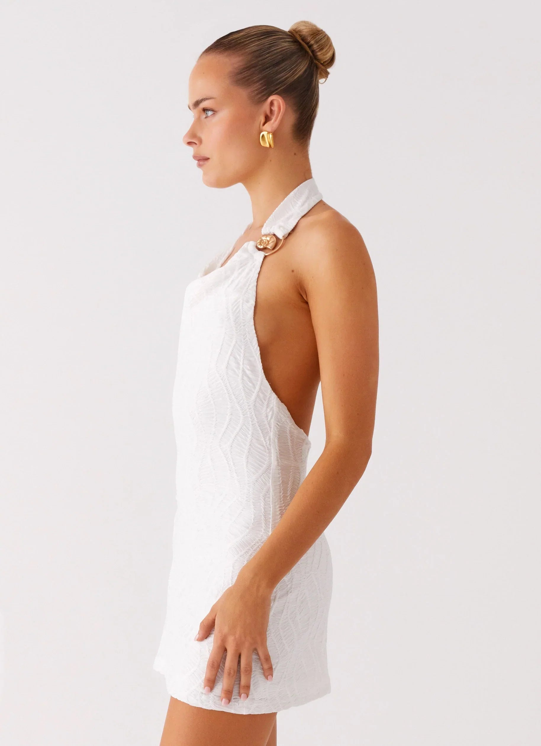 Love Line Halter Mini Dress - White
