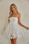 Evangeline Floral Applique Babydoll Dress