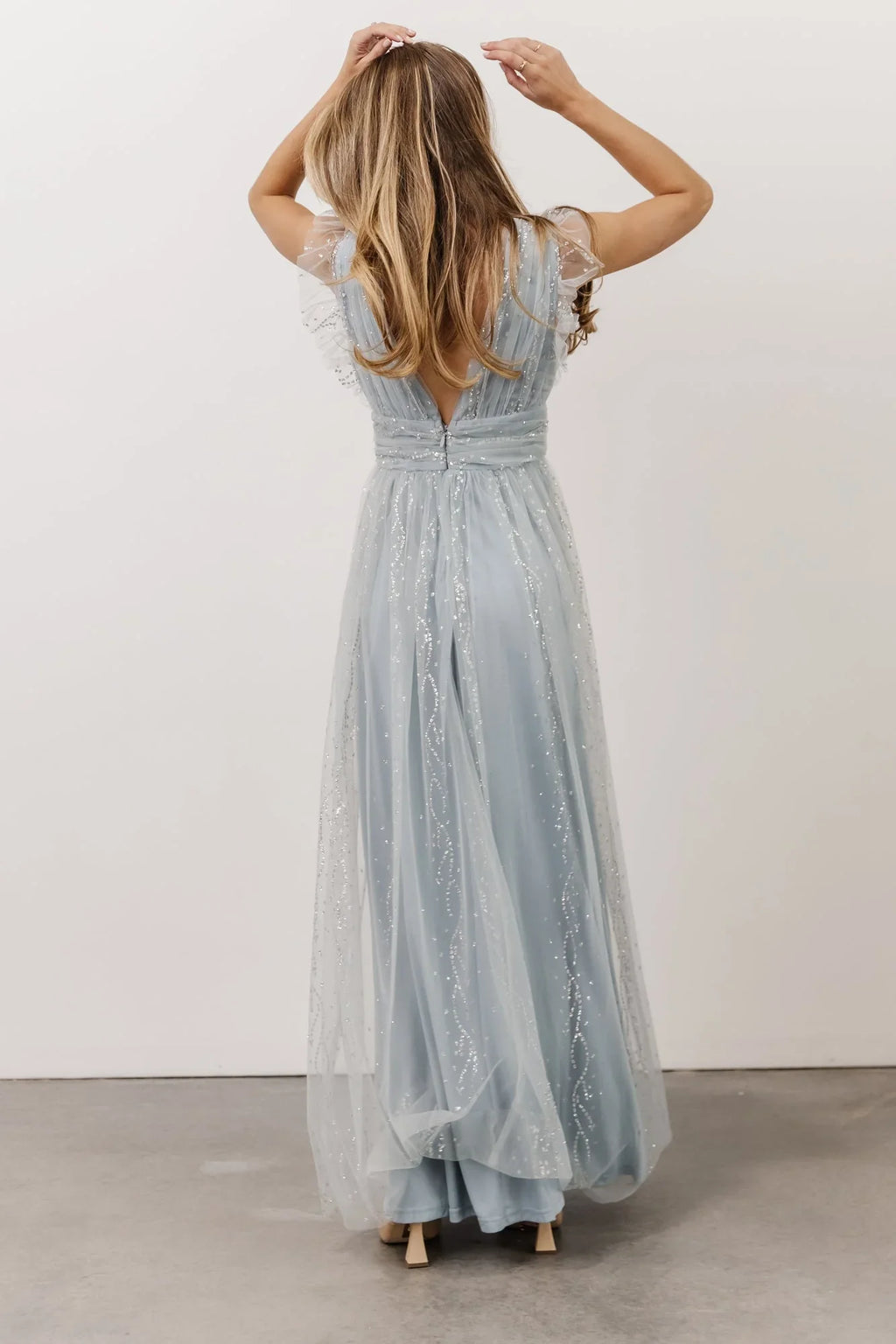 Annika Sequin Mesh Maxi Dress | Dusty Blue