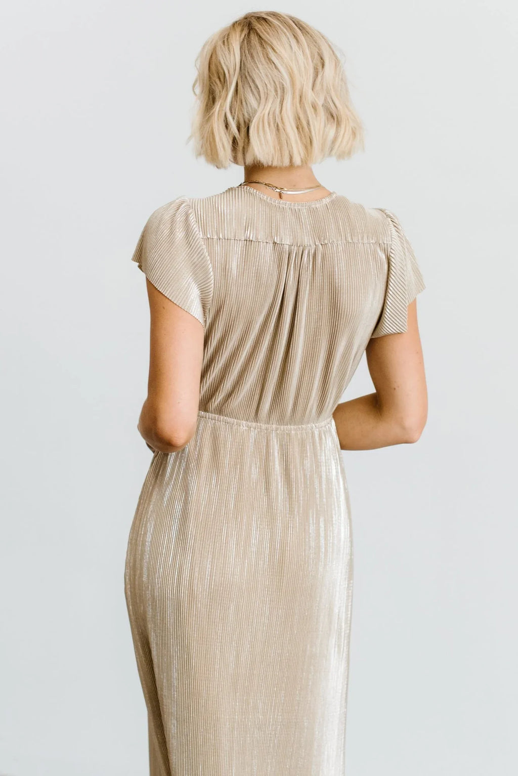 Athena Pleated Maxi Dress | Gold
