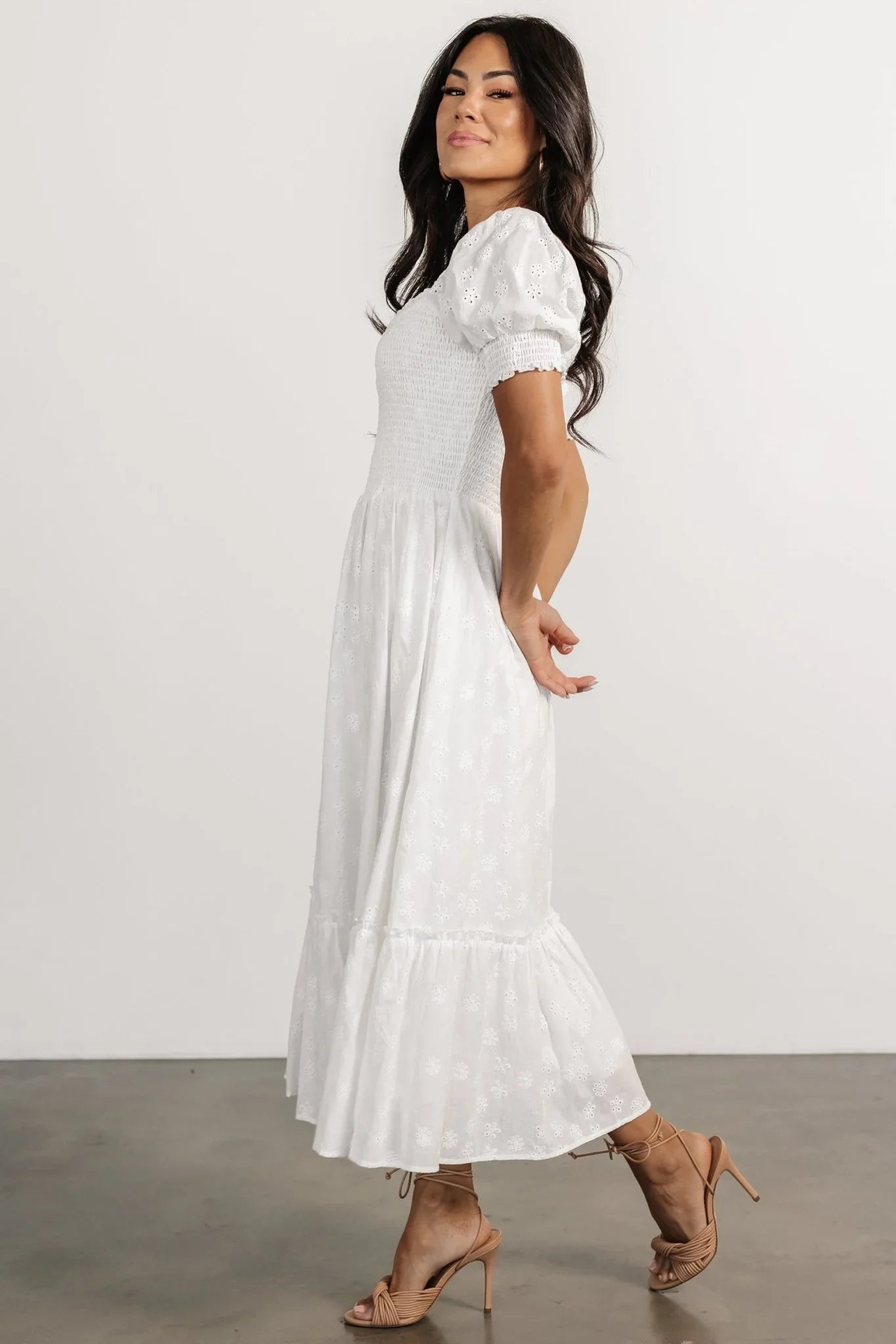 Piper Eyelet Midi Dress | Off White