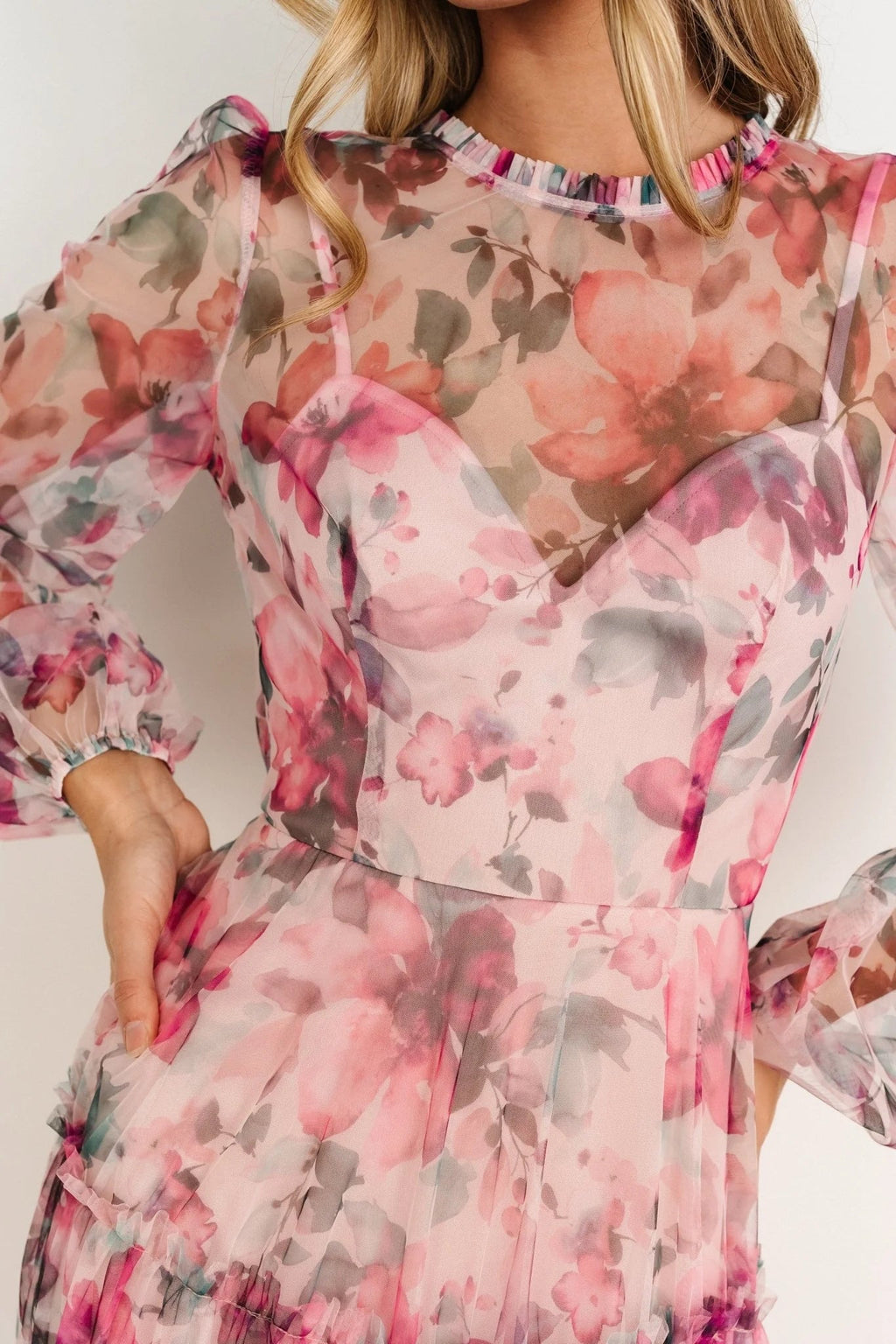Stephanie Tiered Maxi Dress | Mauve Floral