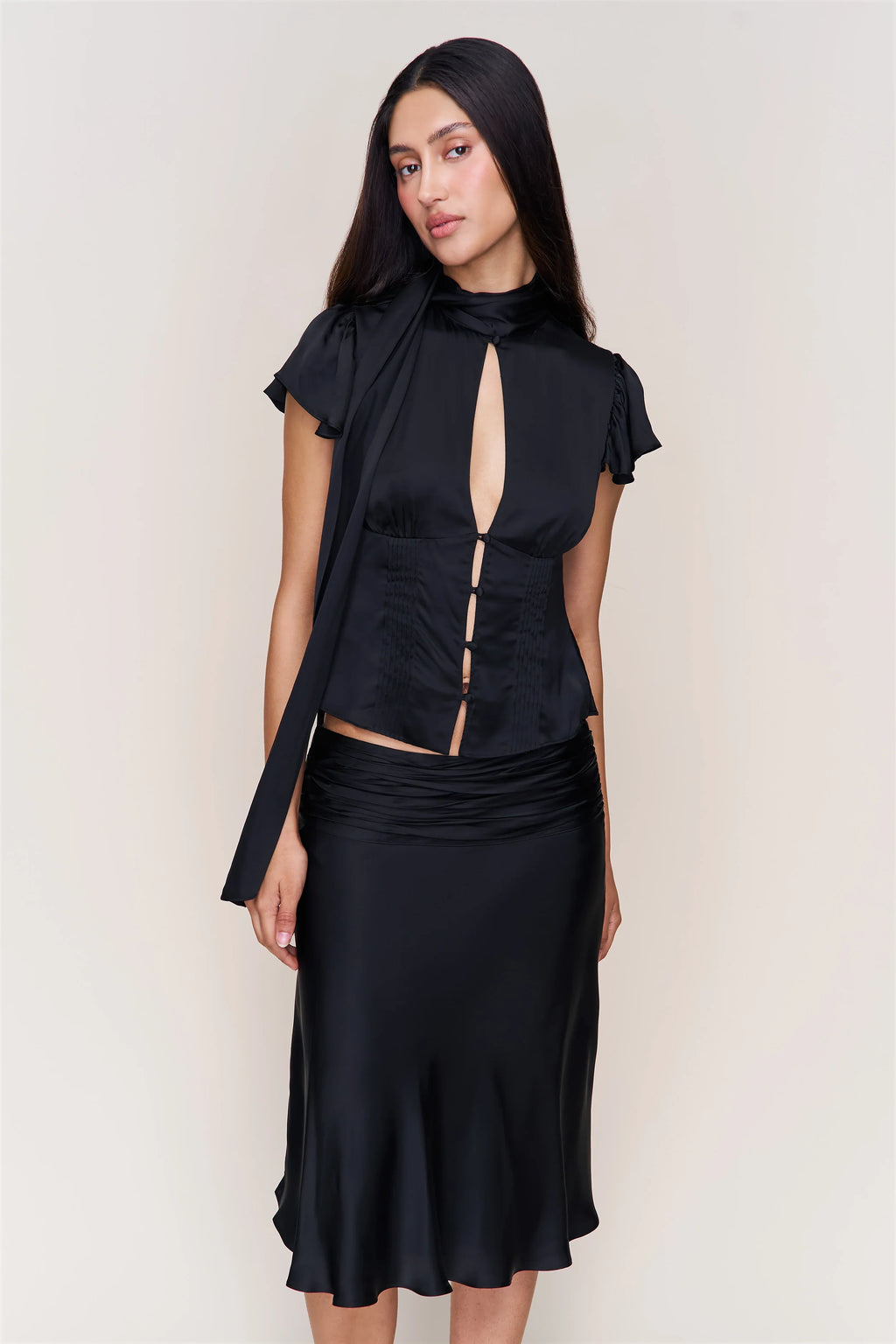 Eda Satin Midi Skirt