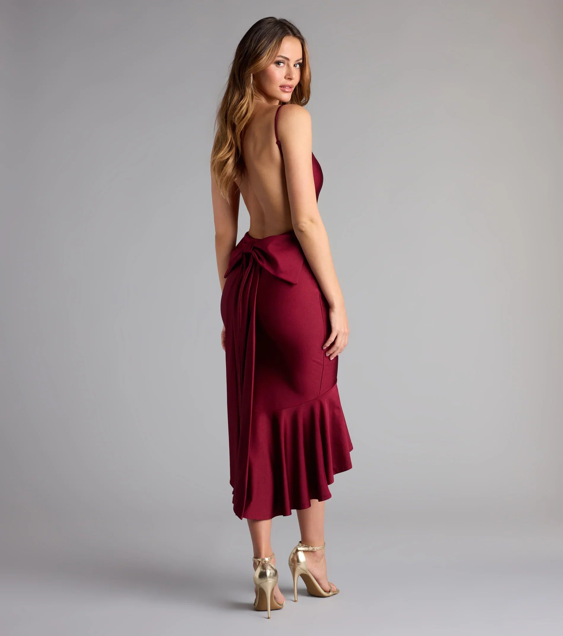 Back For More Ruffle Bow Midi Dress