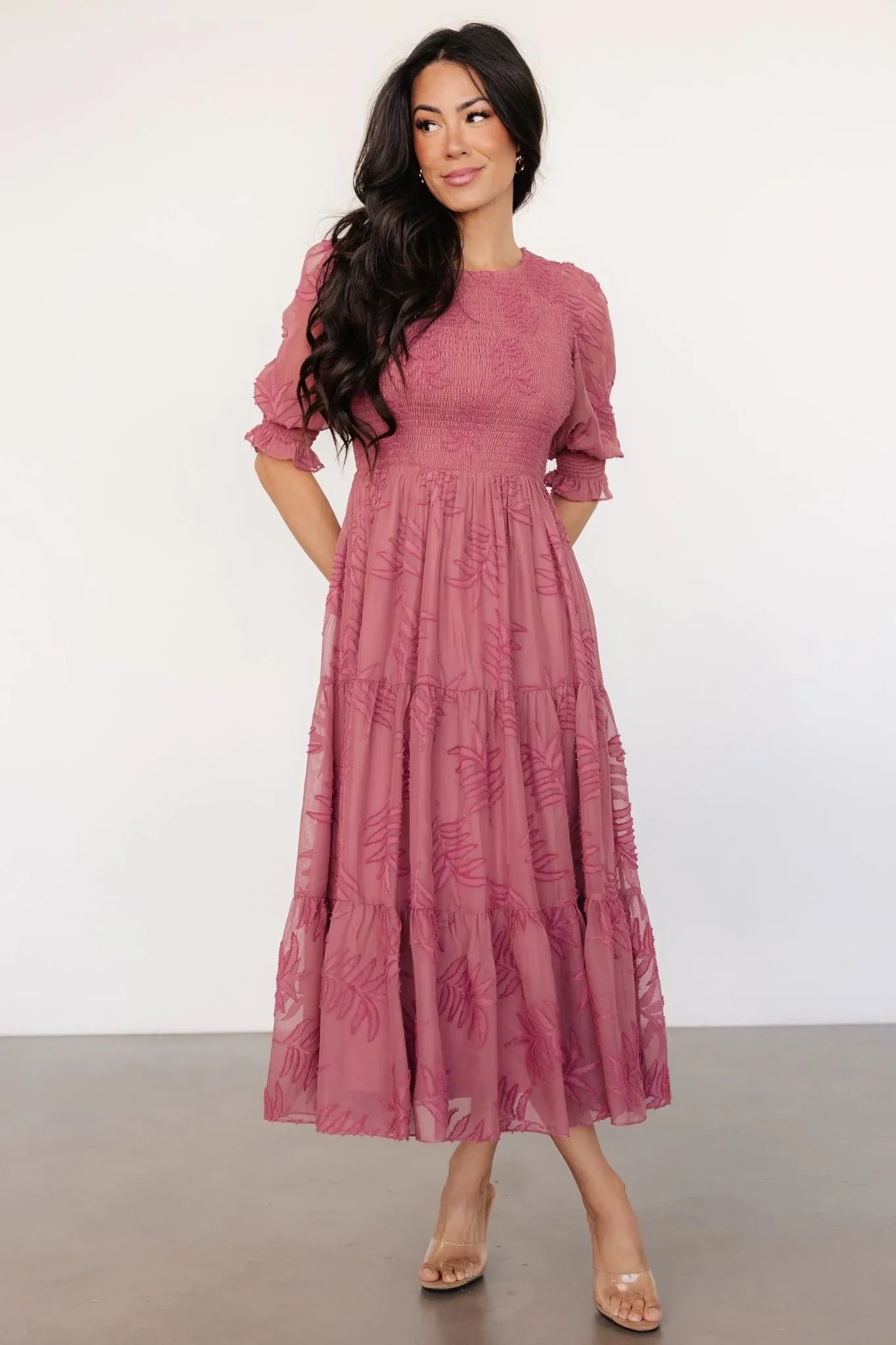 Nellie Smocked Midi Dress | Vintage Rose