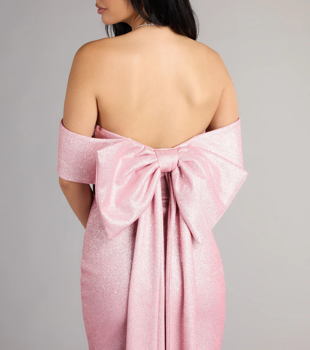 Lucinda Glitter Bow Mini Dress