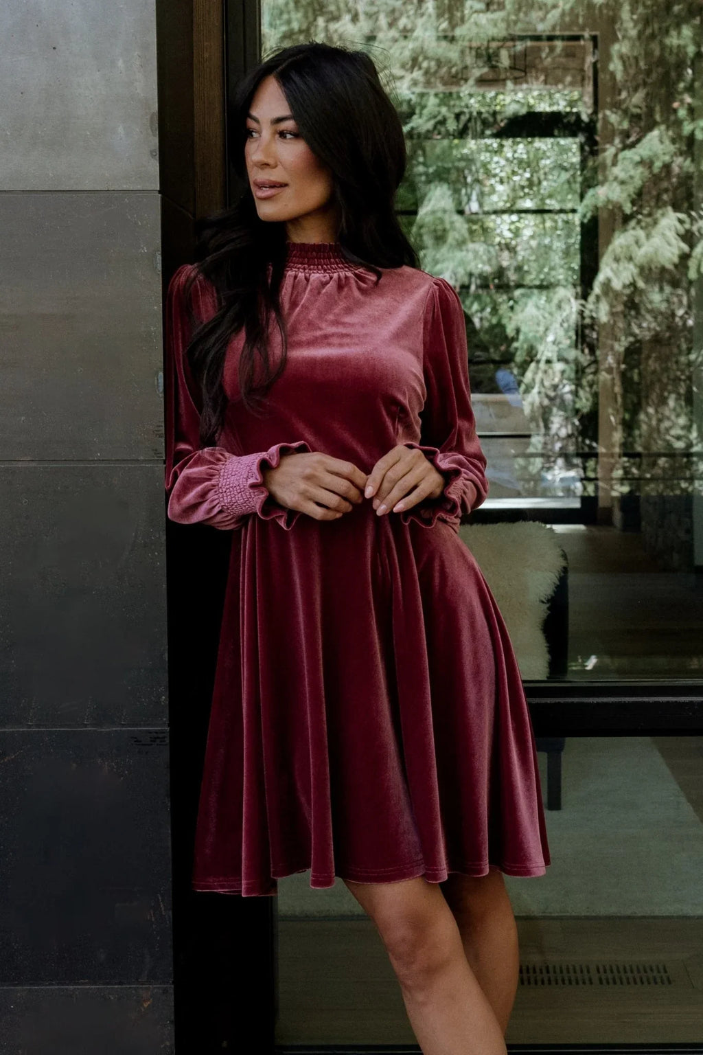 Tina Velvet Short Dress | Mauve