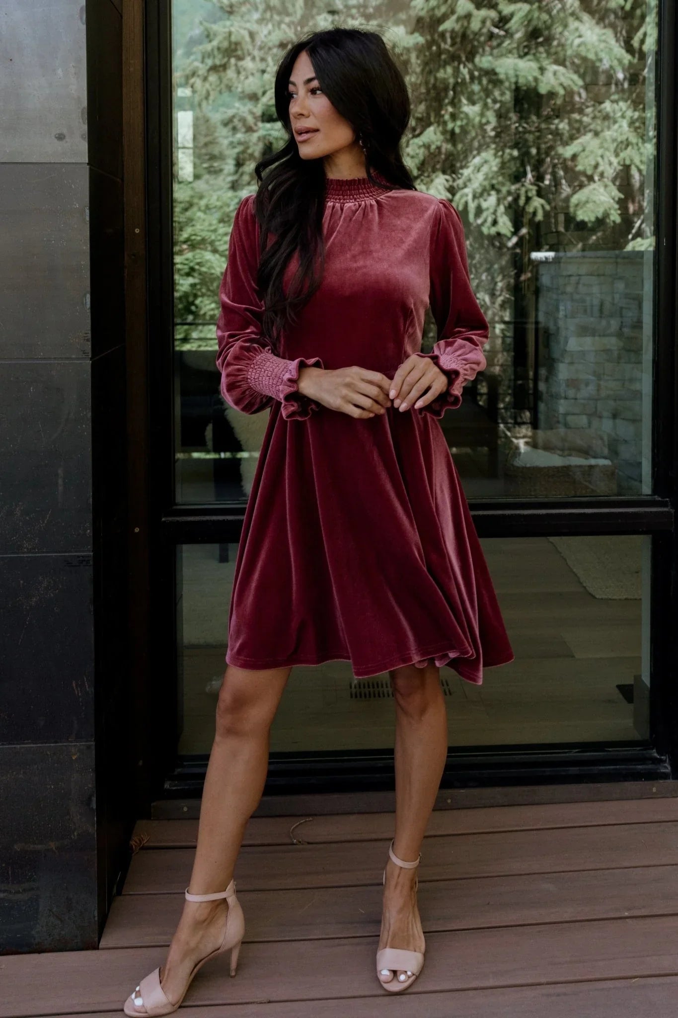 Tina Velvet Short Dress | Mauve