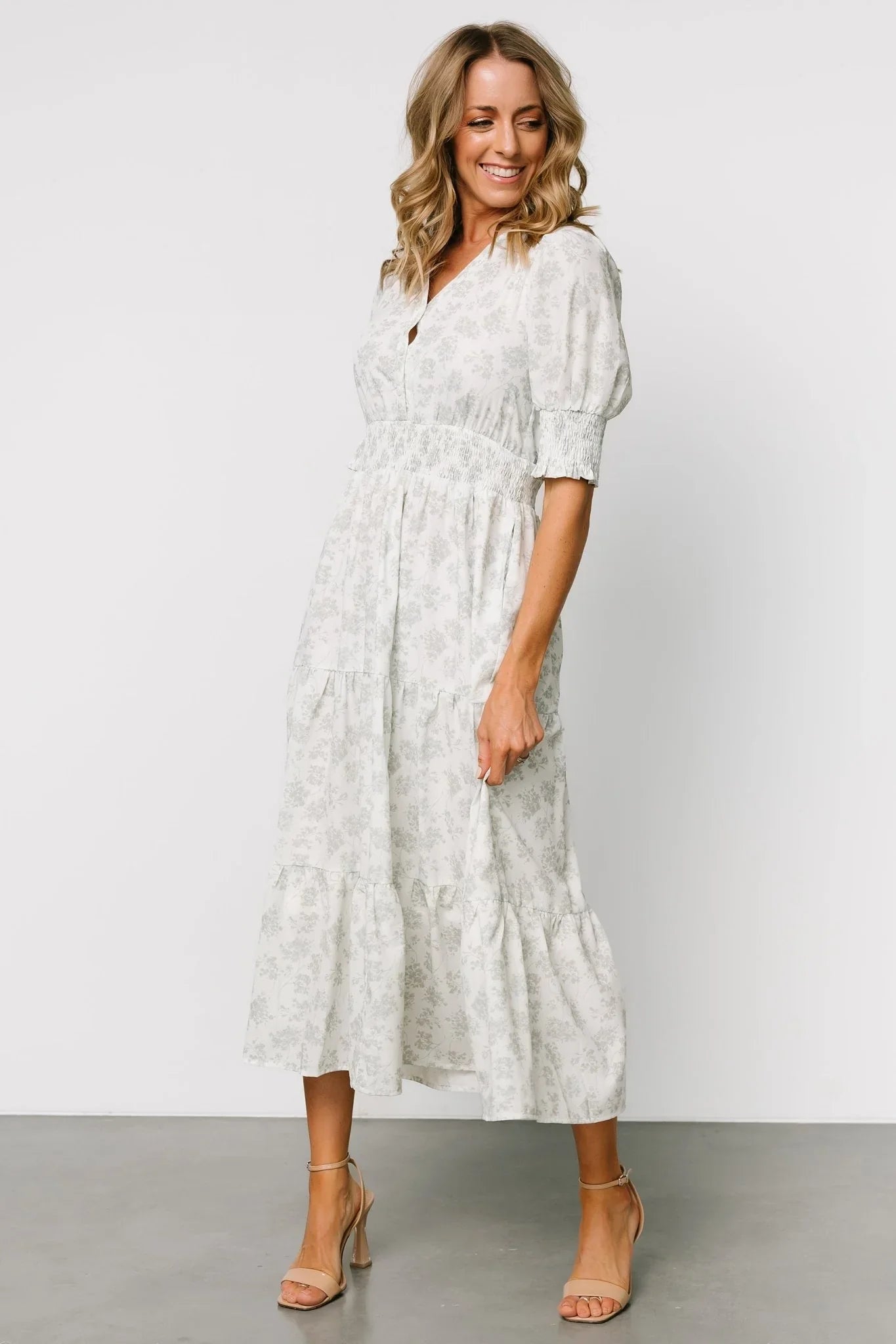 Miriam Midi Dress | Light Sage Floral