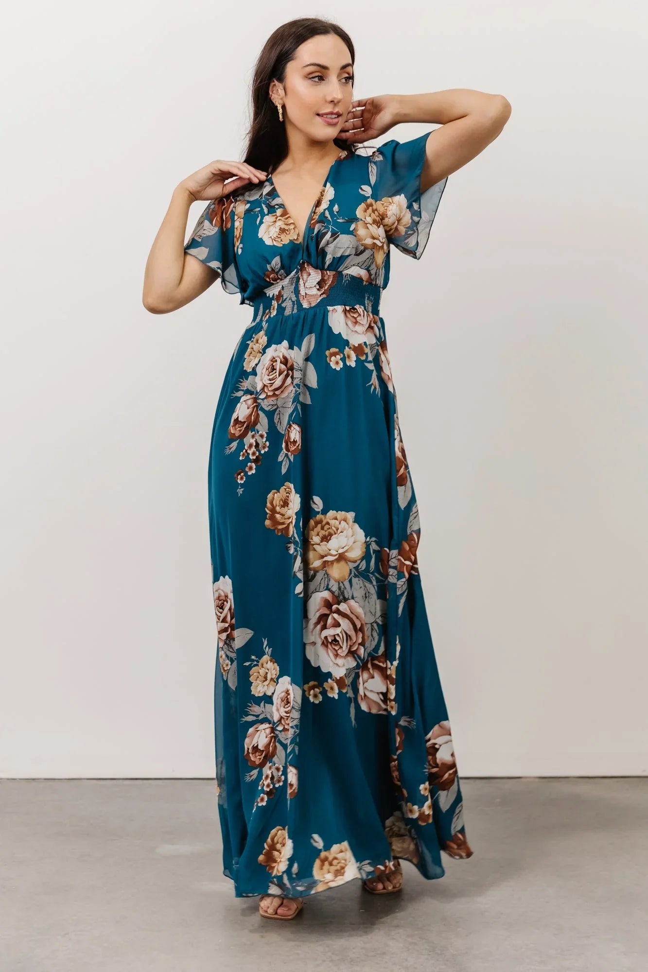 Alexandria Smocked Maxi Dress | Blue Floral