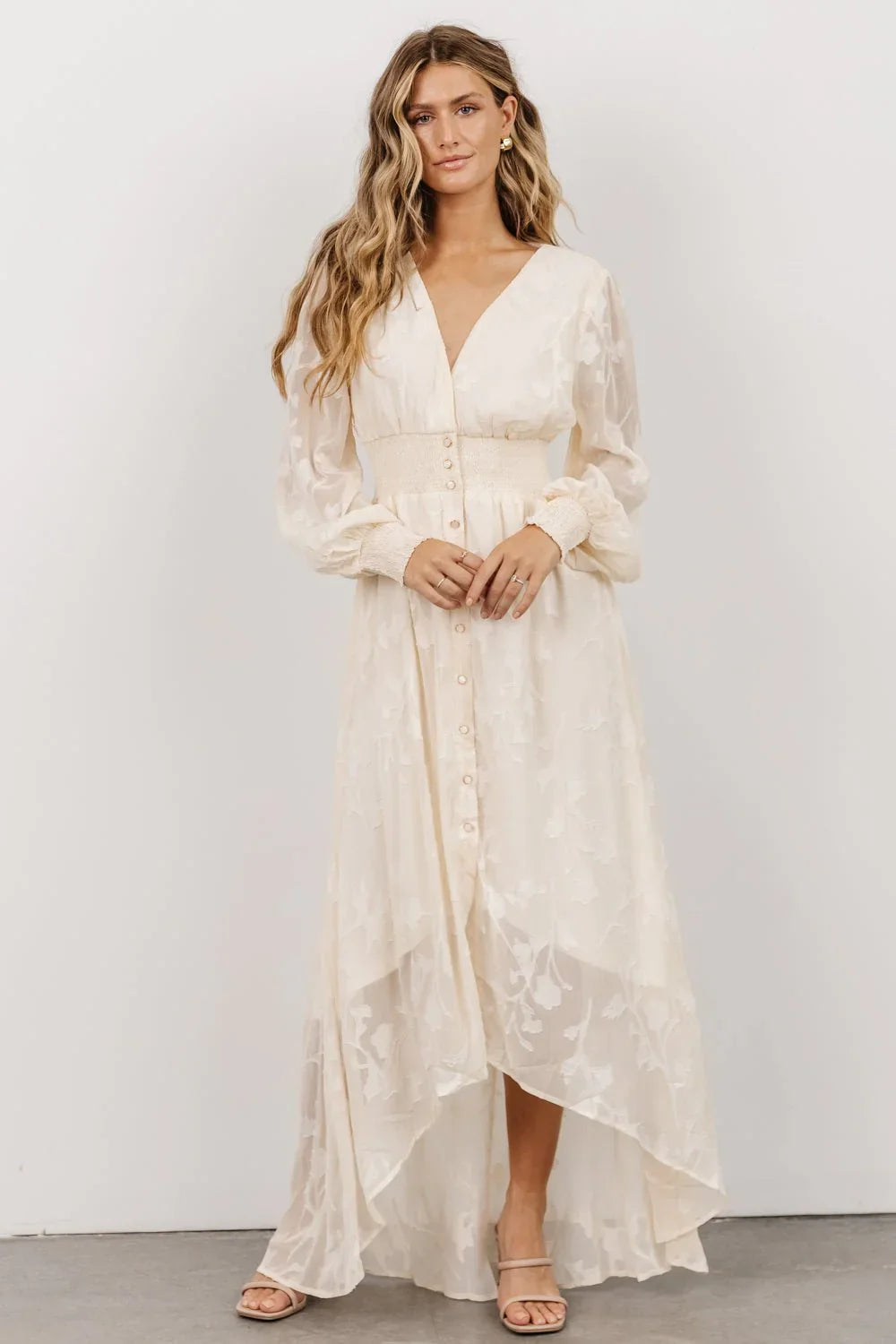 Mayfair High Low Maxi Dress | Vintage Cream