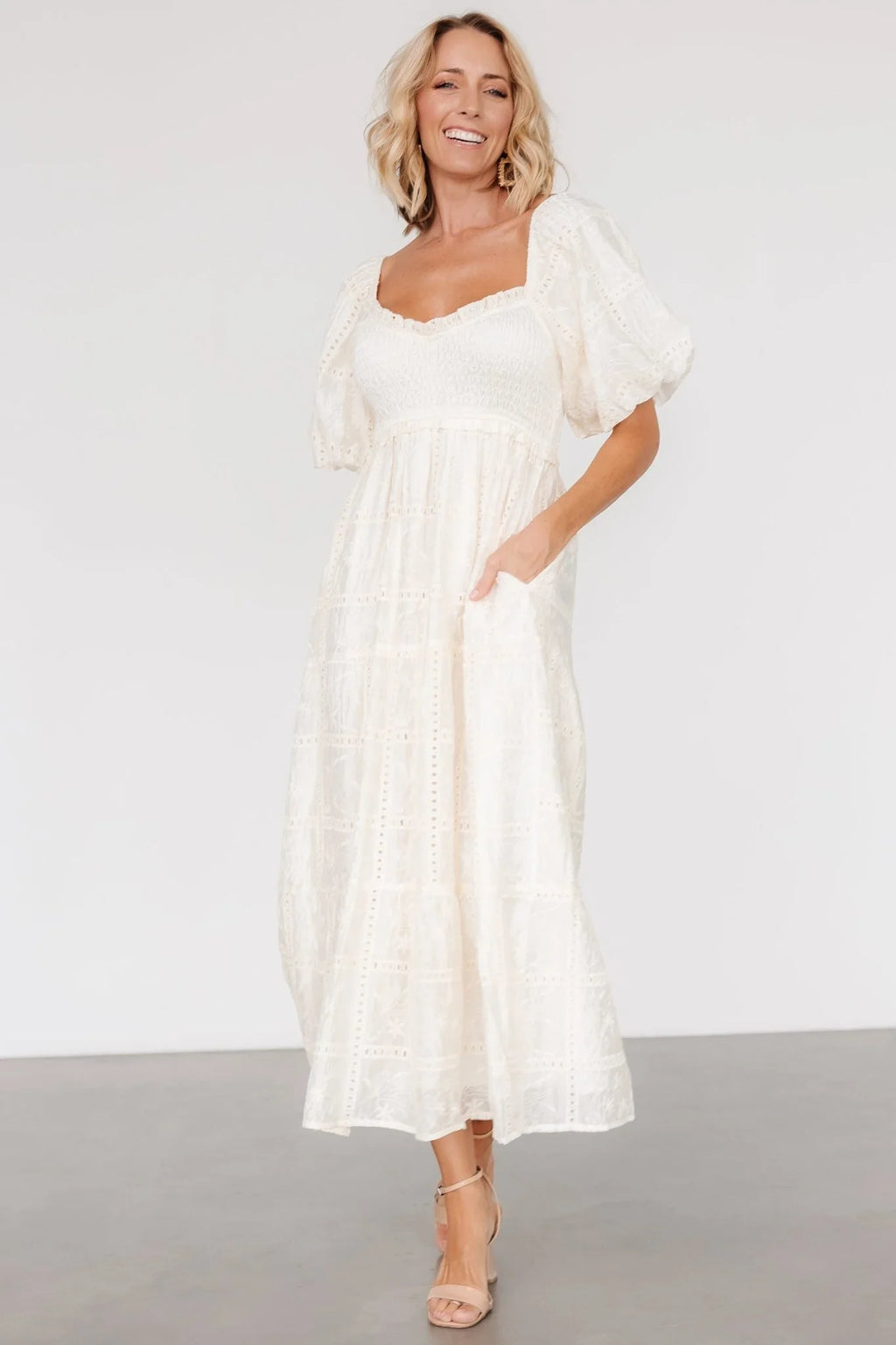 Colin Eyelet Dress | Cream