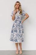 Lidia Midi Dress | White + Blue