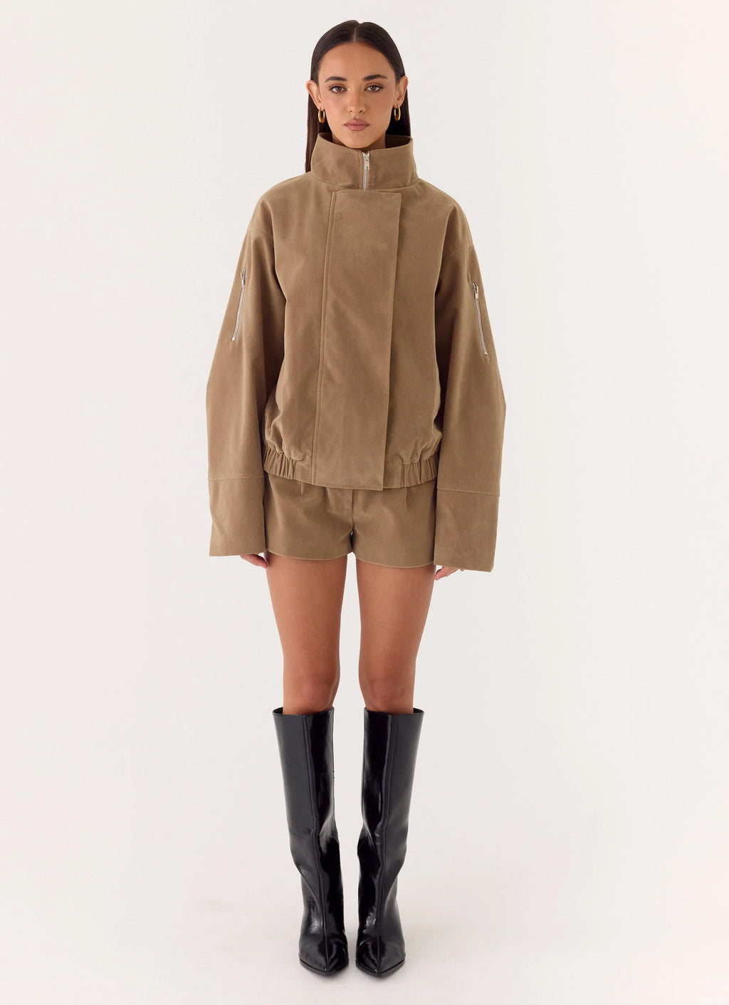 Jeremy Faux Suede Shorts - Taupe
