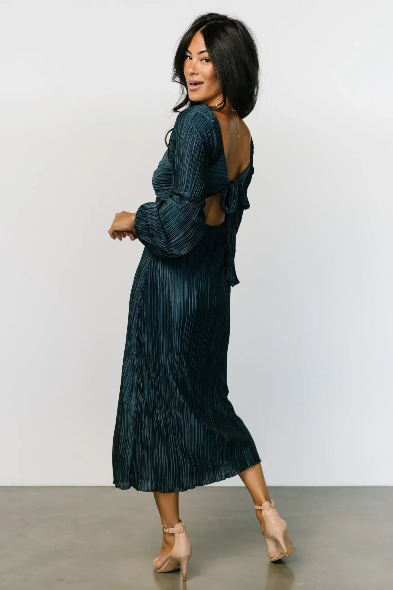 Amani Pleated Midi Dress | Peacock