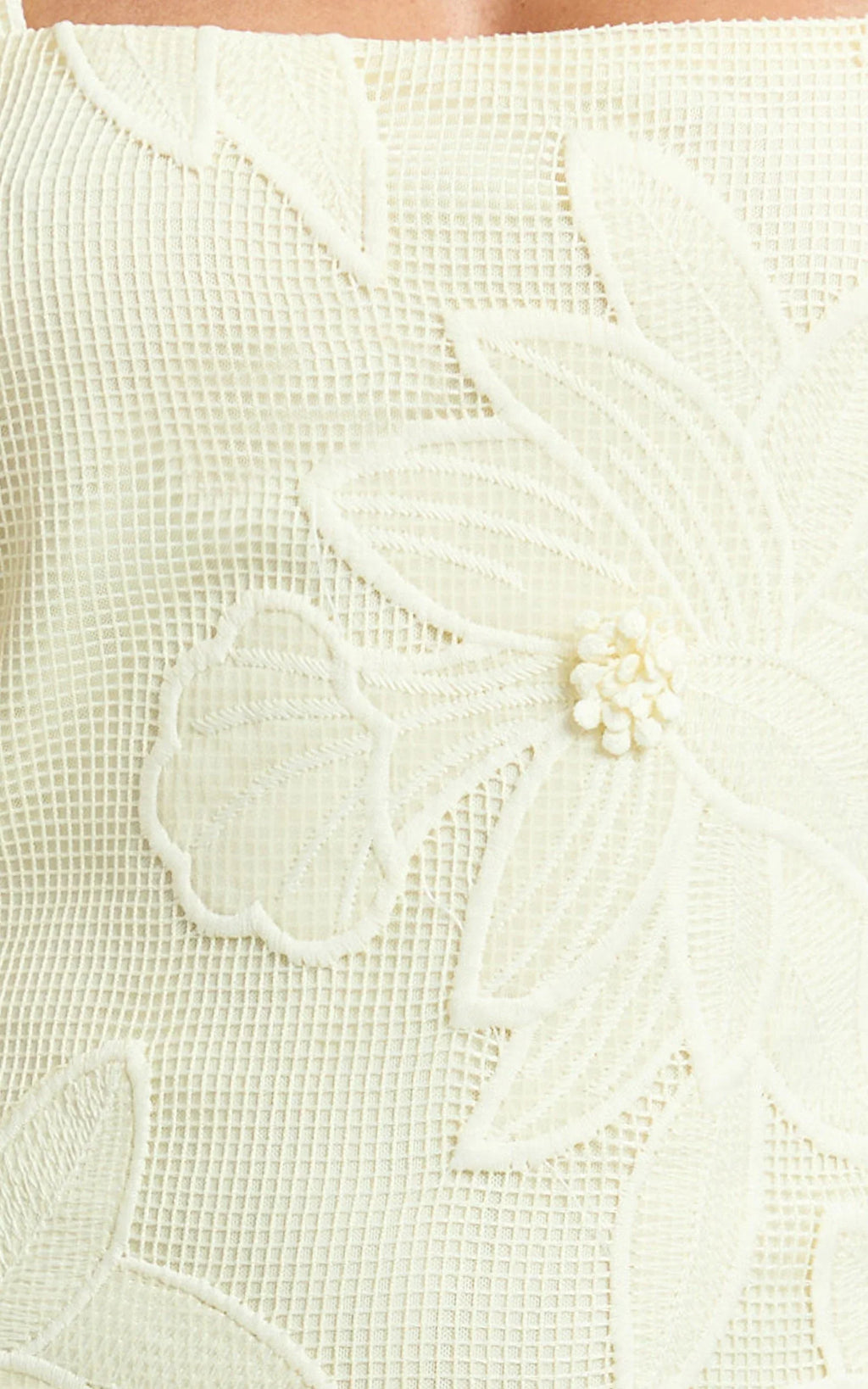 Sienna Mini Dress - Square Neck Floral Embroidered A Line Dress in Lemon