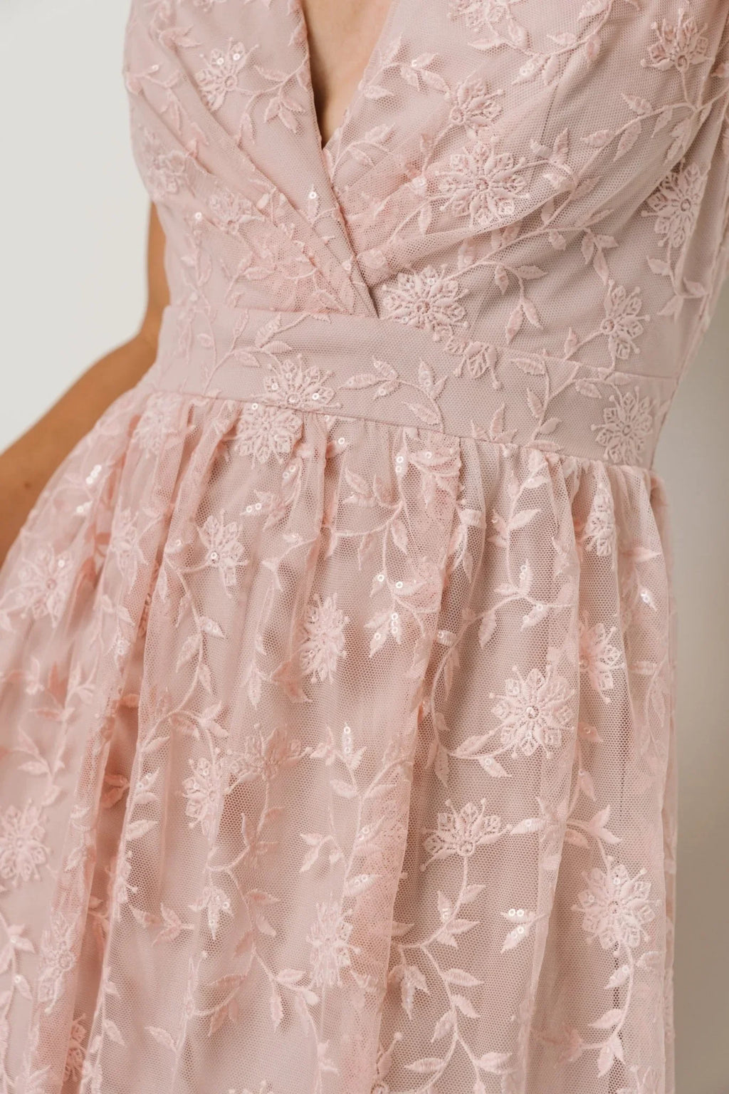Alexa Embroidered Sequin Maxi Dress | Blush Rose