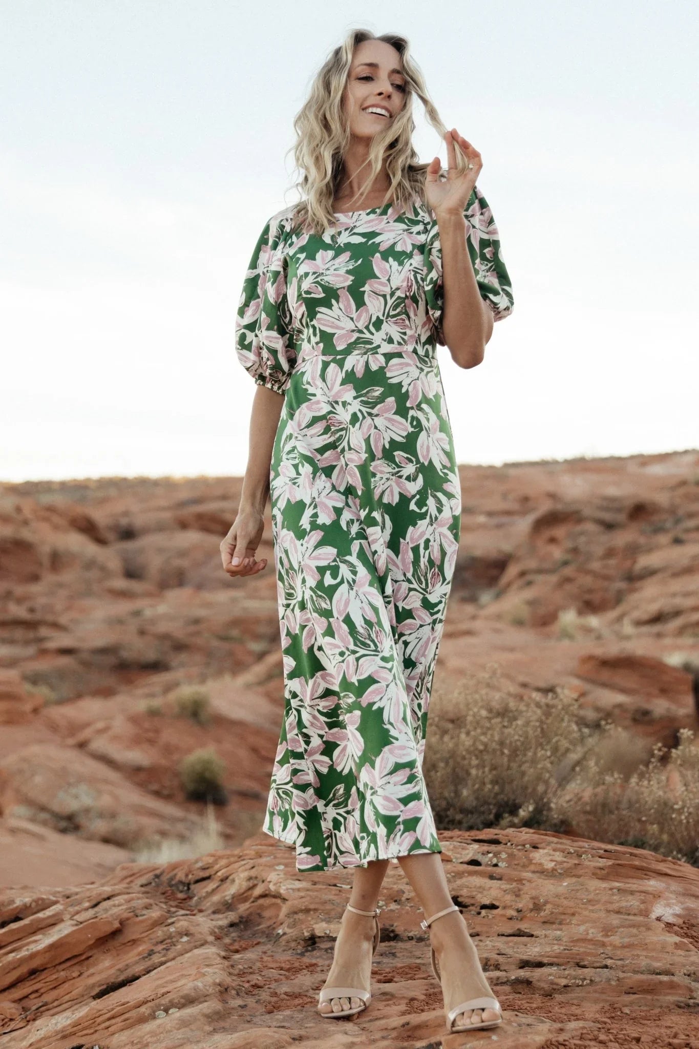 Tucson Midi Dress | Green + Pink