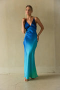 Moana Sunset Satin Maxi Dress