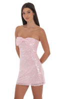 Strapless Sequin Bow Dress in Pink