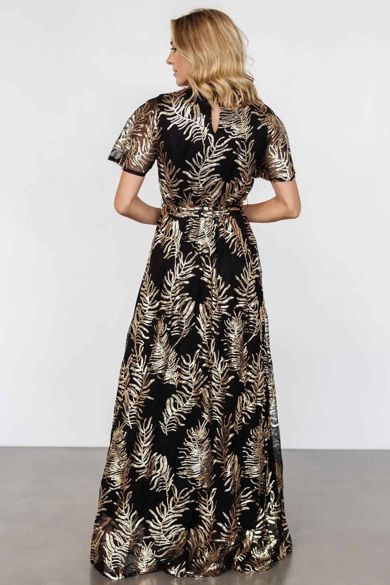 Muse Sequin Maxi Dress | Black + Gold