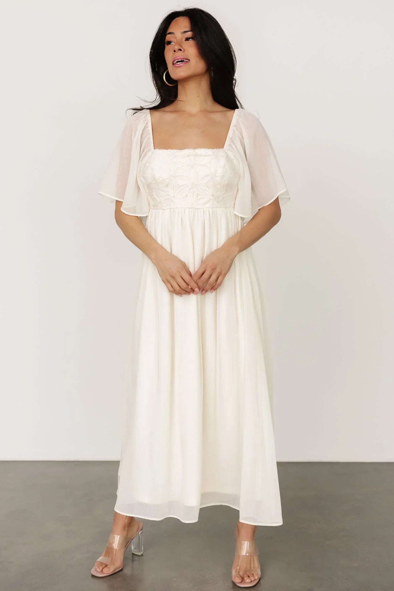 Lilith Applique Midi Dress | Cream