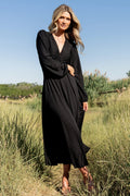 Lynda Pleated Midi Dress | Black
