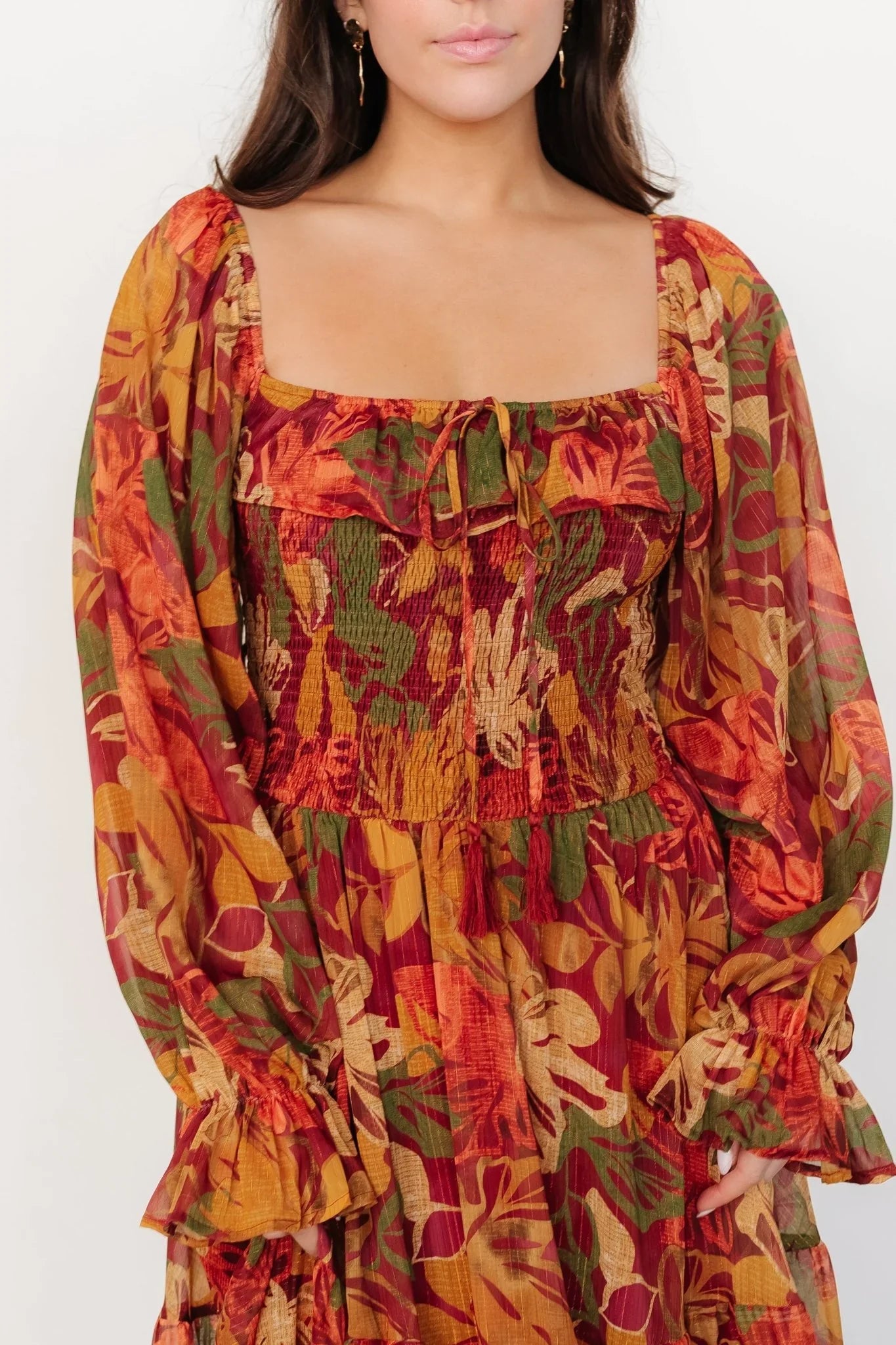 Isadora Tiered Dress | Rust Multi Floral