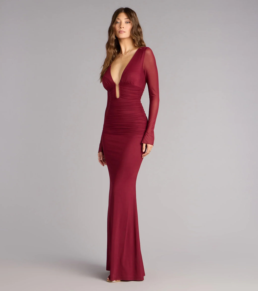 Eileen Mesh Long Sleeve Mermaid Formal Dress