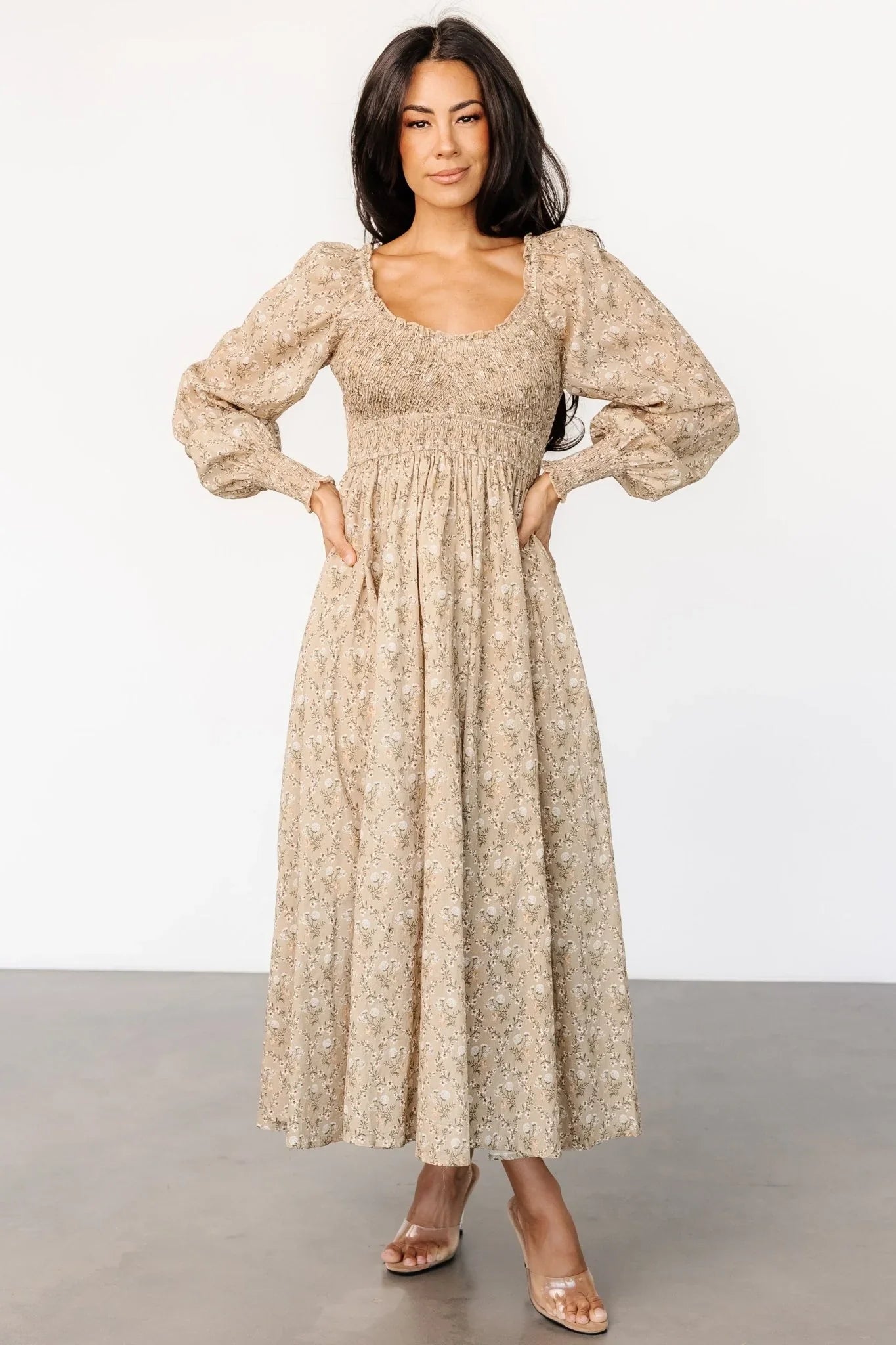 Truman Smocked Dress | Olive Floral