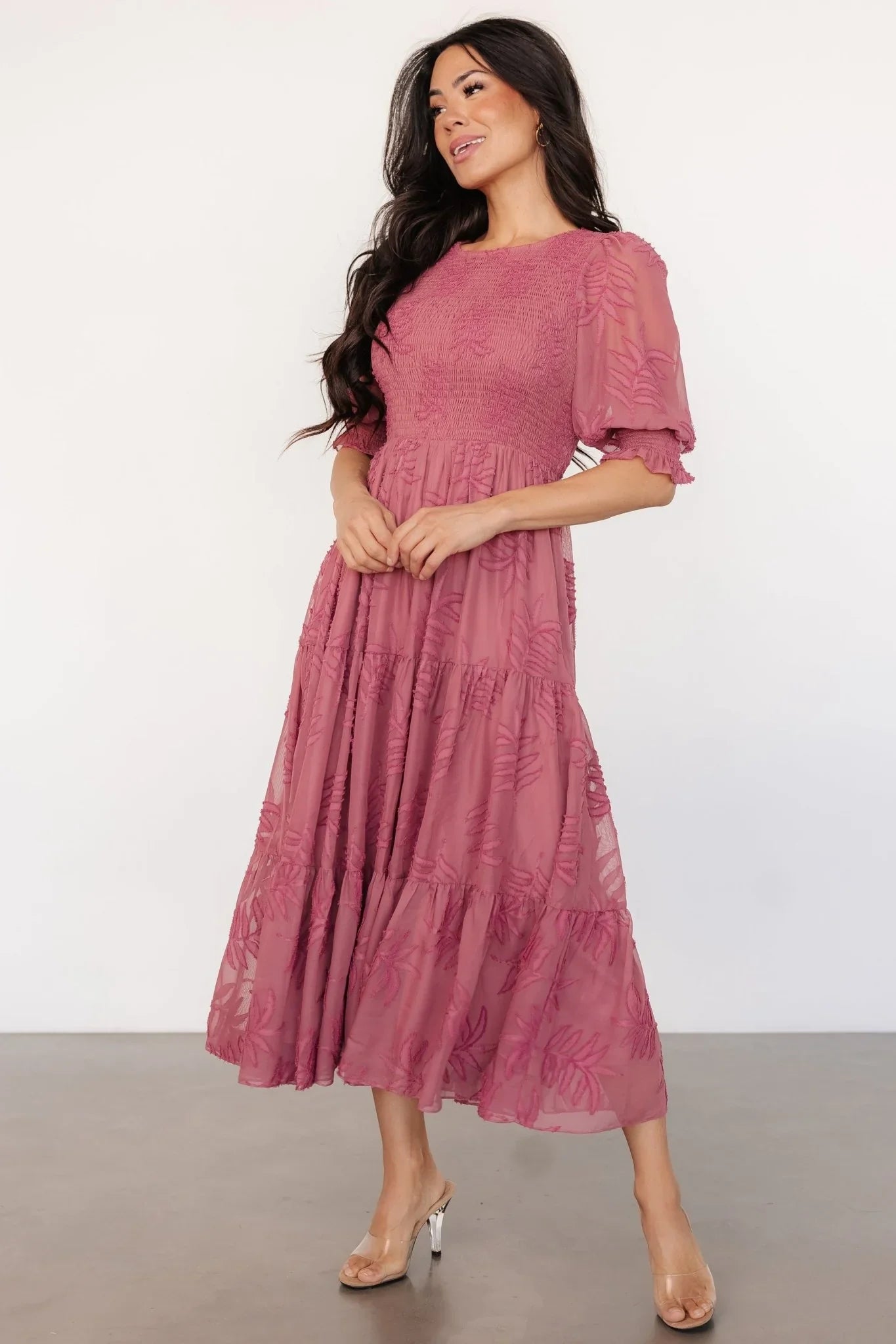 Nellie Smocked Midi Dress | Vintage Rose