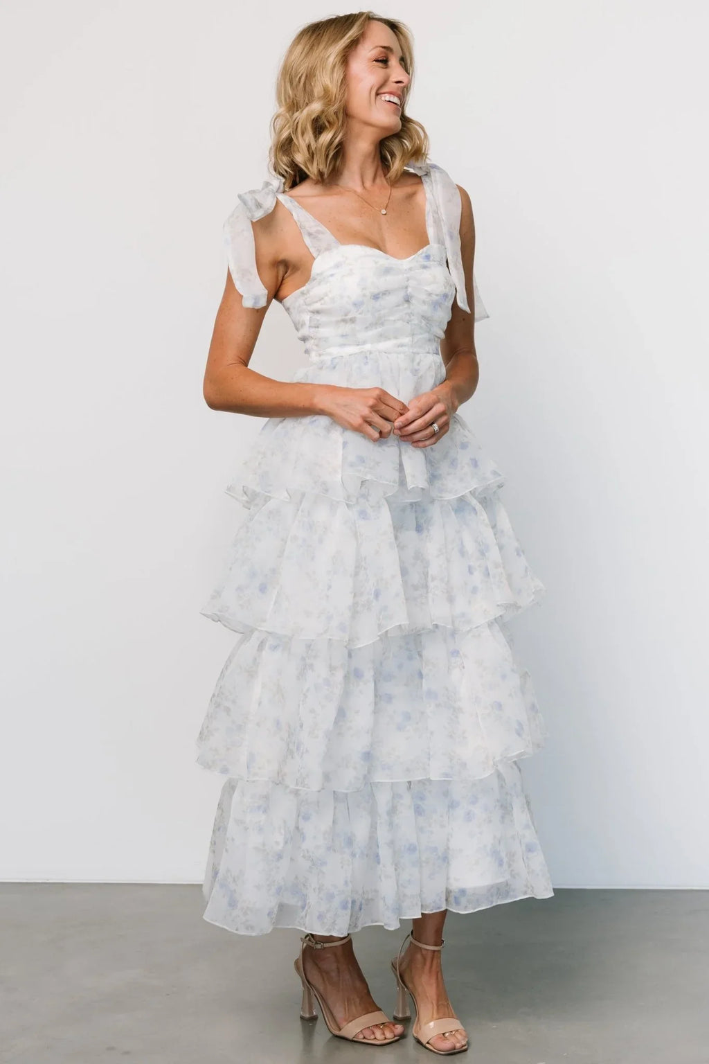 Rosemary Tiered Dress | Light Blue Floral