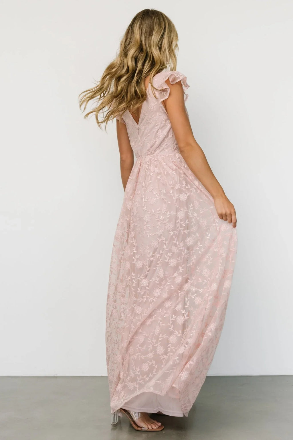 Alexa Embroidered Sequin Maxi Dress | Blush Rose