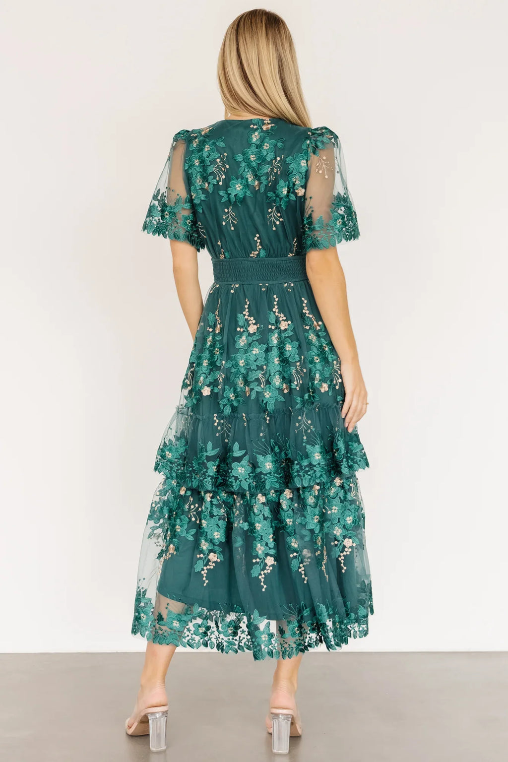 Lotte Embroidered Midi Dress | Emerald