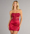 Abrianna Satin Corset Mini Dress