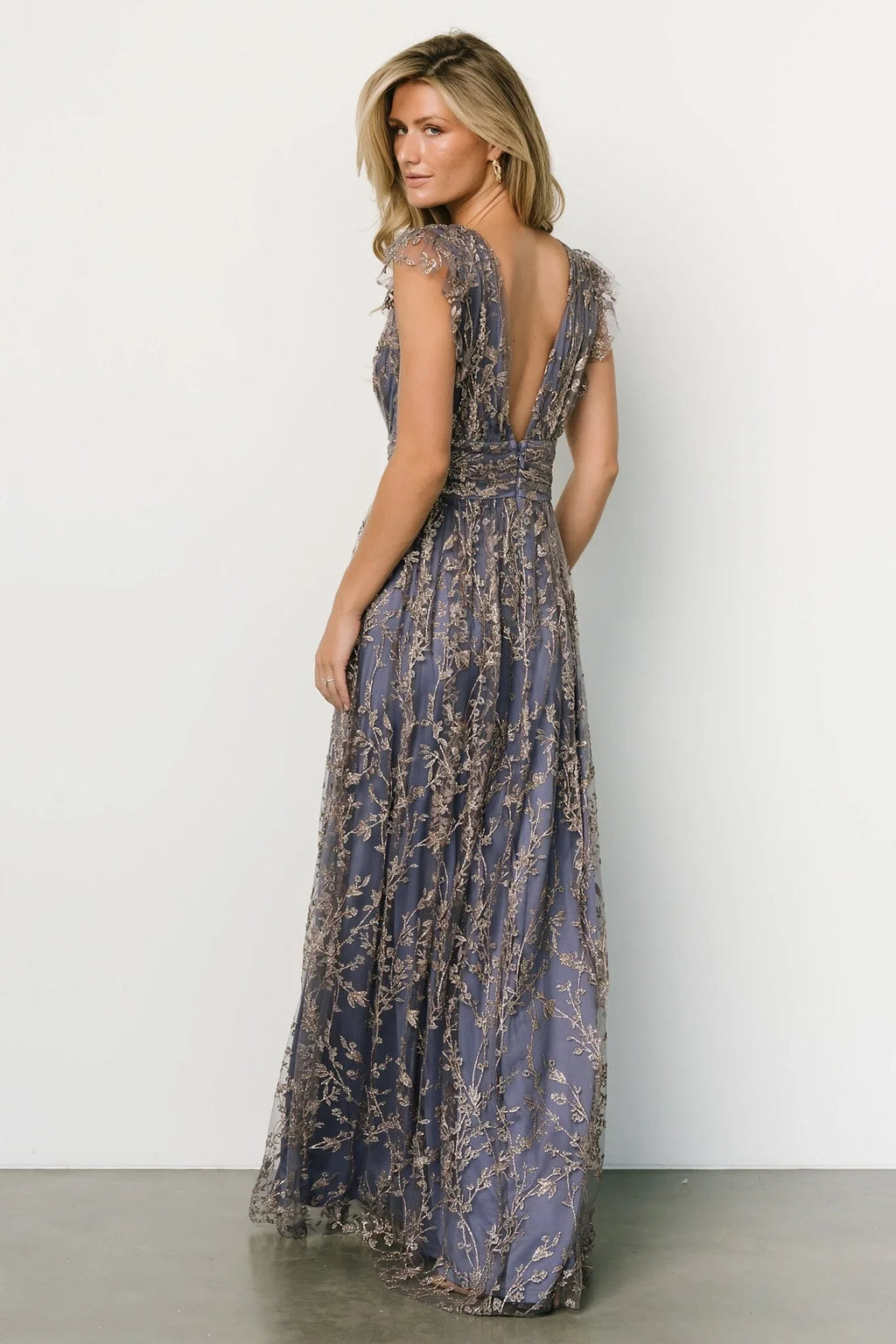 Arlene Shimmer Gown | Blue + Gold