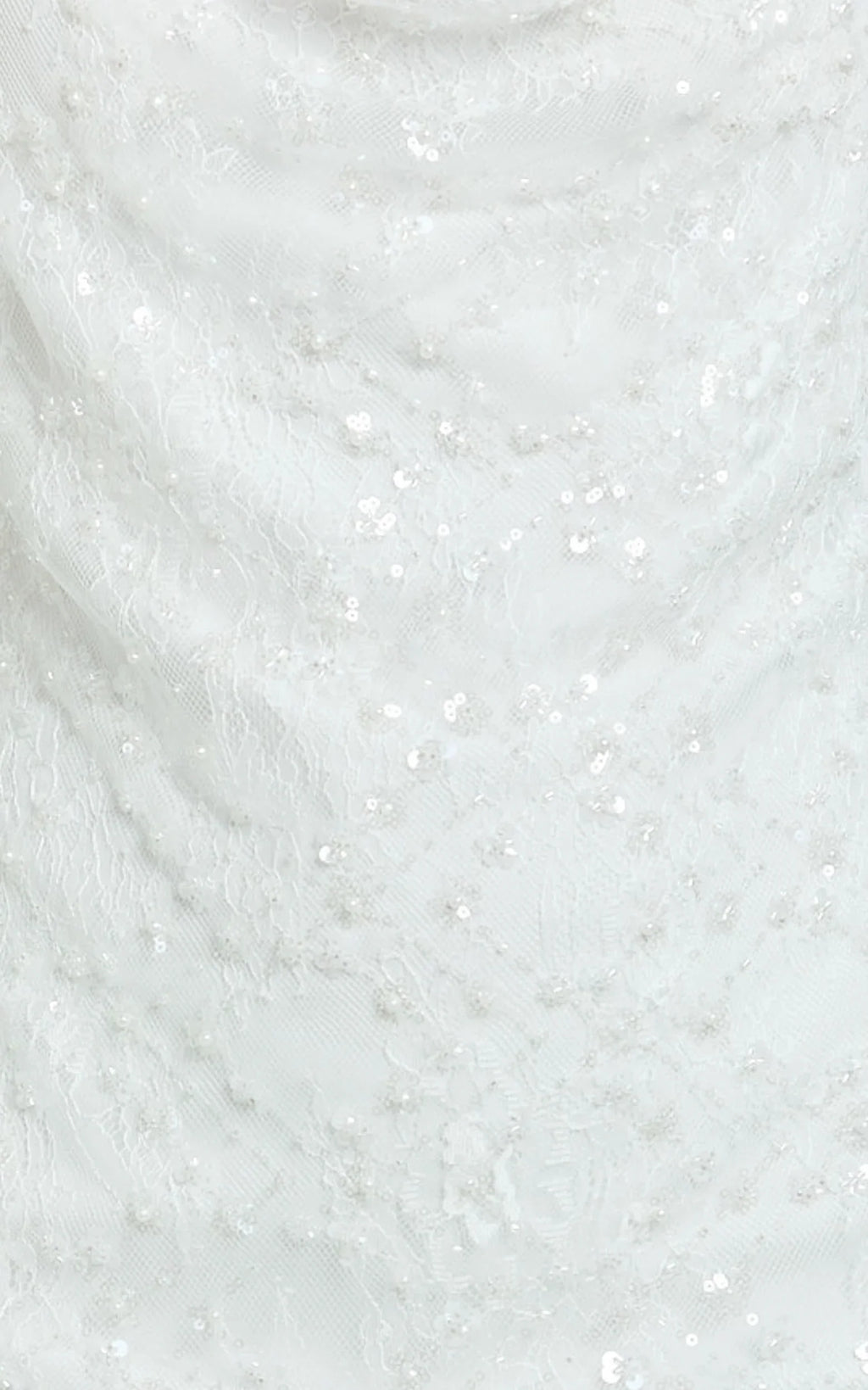 Alana Mini Dress - Sequin Lace Cowl Neck Dress in White